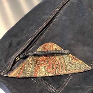 Fossil 1954 Black and Paisley Garment Washed Canvas Shoulder Bag OS